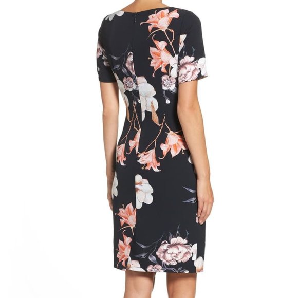 Adrianna Papell Pleated Floral Sheath Dress - Picture 2 of 5